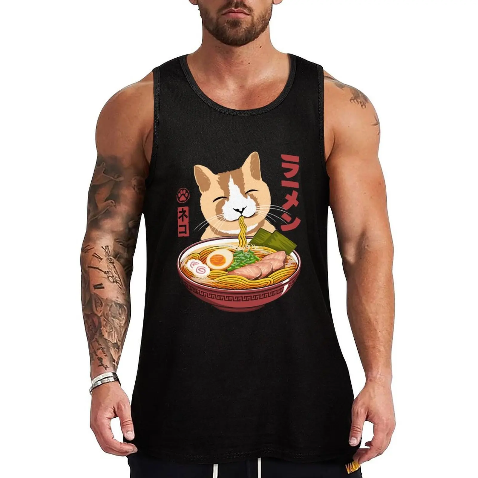 

Cat Love Ramen Tank Top t-shirts for men gym men Men's gym t-shirts men clothes