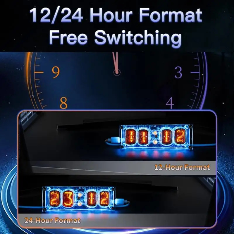 B03F Retro 4 Digit Display Clock LED Glow Clock Energy Efficient Time Display Clock