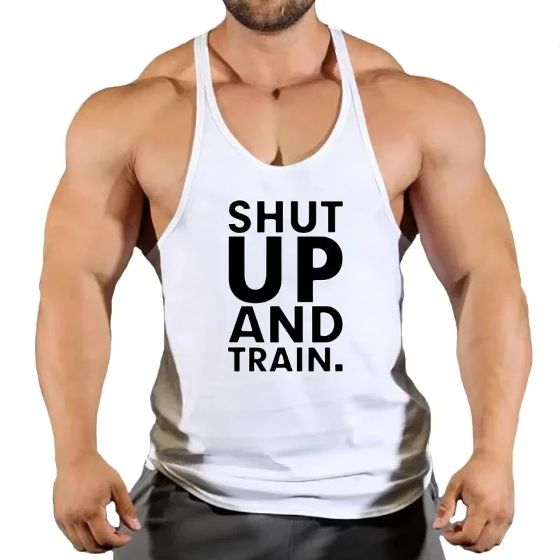 Mens Cotton Workout Vest Y-Back Gym Tank Top Quick-Dry Moisture-Wicking Bodybuilding Sleeveless Gym Session Athletic Workout