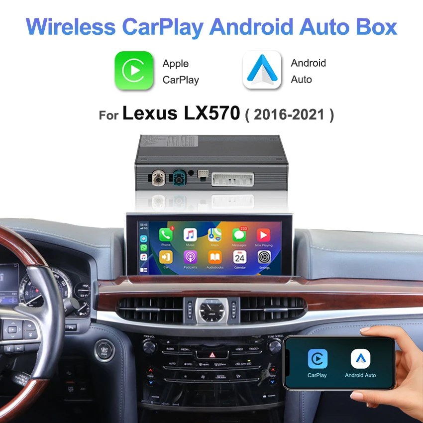 

Wireless CarPlay Module Android Auto Adapter for Lexus LX570 2016-2021 with Mirror Link Navigation Car DVD Player Multi-Language