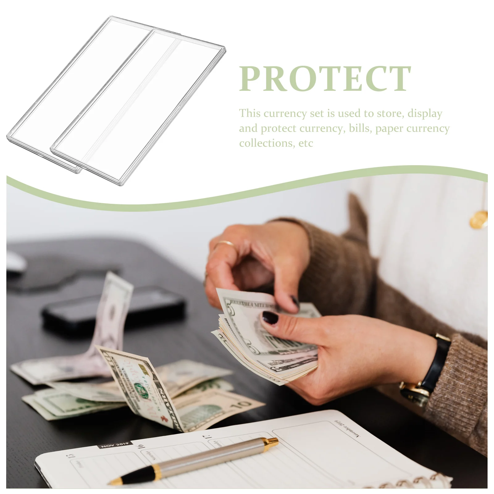 

10Pcs Clear Banknote Protector Sleeve Paper Money Holder Organizer for Currency Collection