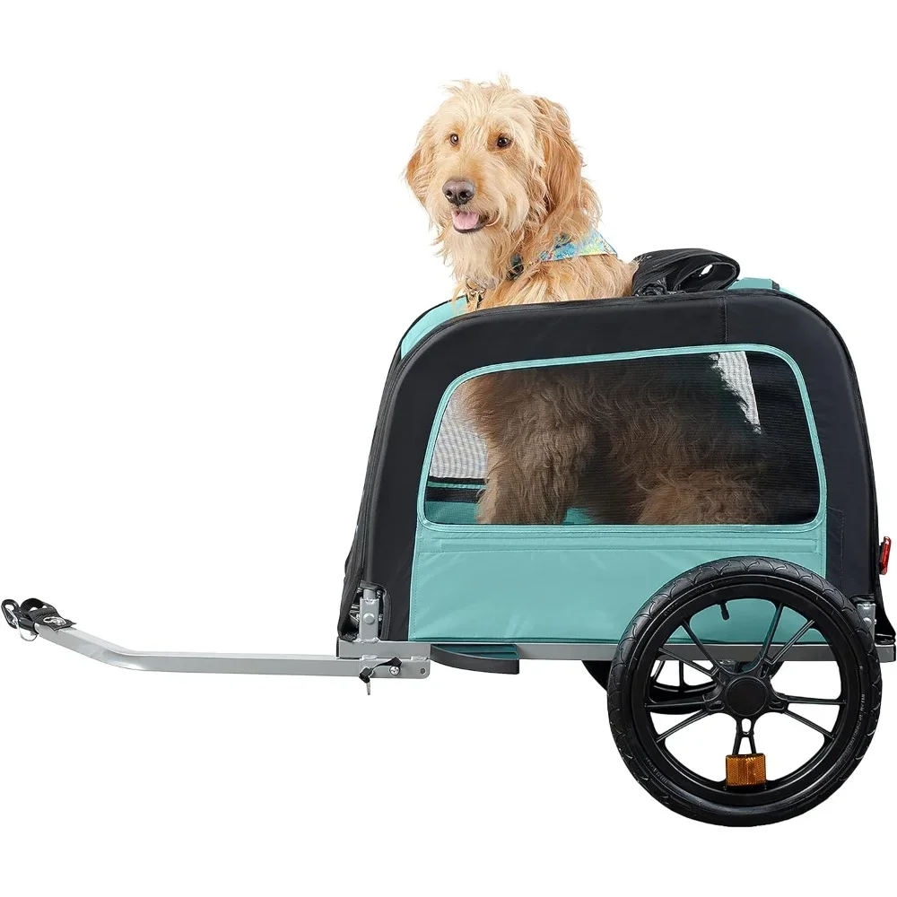 

Pet Trailer, Bicycle Trailer for Small and Medium sized Dogs - Foldable with 16 inch Wheels - Non slip Floor, Pet Car