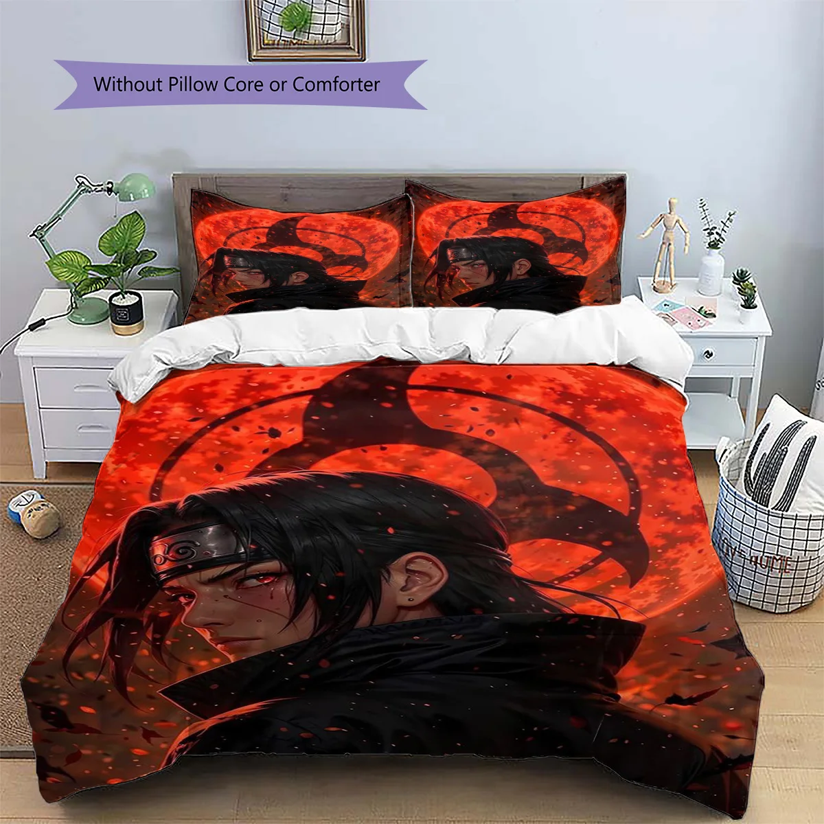 Itachi Uchiha Patterned Pillowcase & Duvet Cover Set Bedroom Premium Bedding Decor Great Holiday Gift for Lovers.-TING
