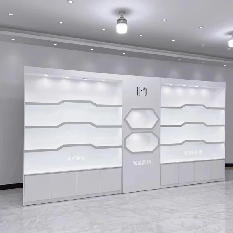 Nordic Creative Cosmetics Display Cabinet High-end Customized Beauty Salon Shelf Nail Skin Care Products Salon Furniture FYMC