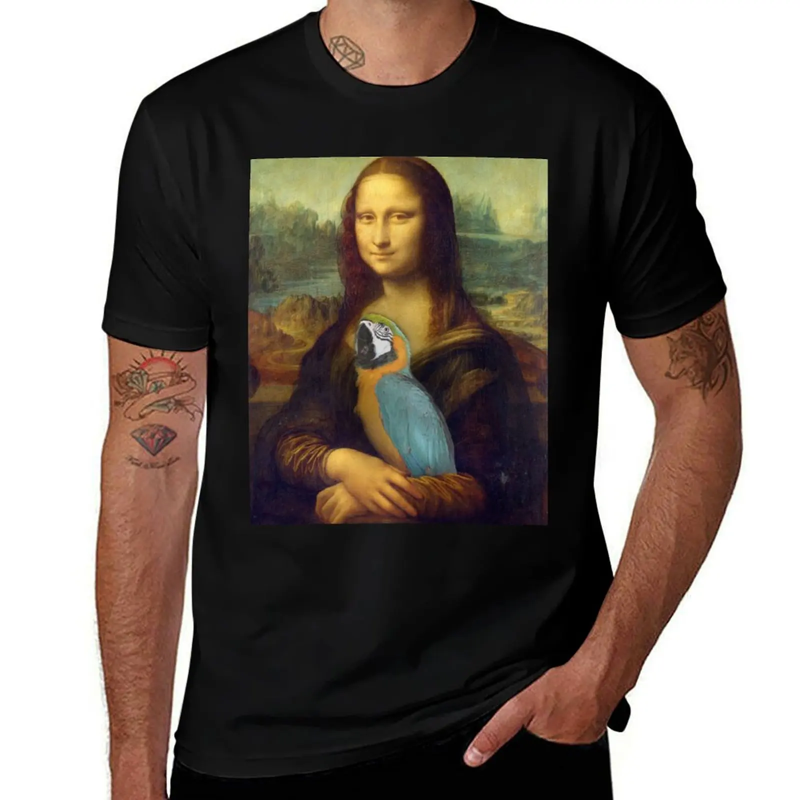 

Mona Lisa and Blue Gold Macaw T-Shirt heavyweights oversized t shirts men