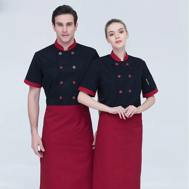 Men's Chef's Jacket Hotel Catering Double-Breasted Chef Uniform Restaurant Breathable Cooking Shirt Cafe Waiter Working Clothes