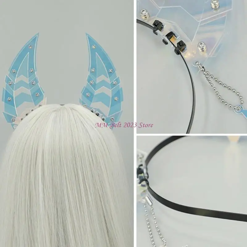 49me 기계 상어 이빨 귀 머리띠 코스프레 코스프레 의상 헤어 홈 파티 애니메이션 헤드웨어 역할 연극 액세서리