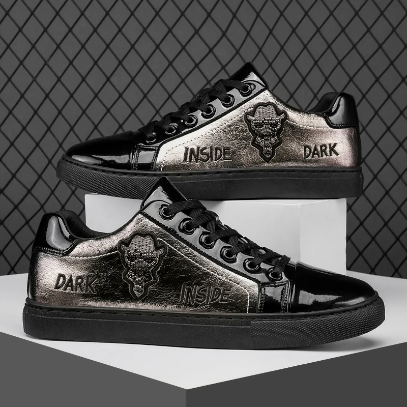 Men Casual Shoes Patent Leather Flats Skate Men Cool Driving Shoes Male Walking Shoes Sneakers Dress Trend the Latest Leisure - Image 6