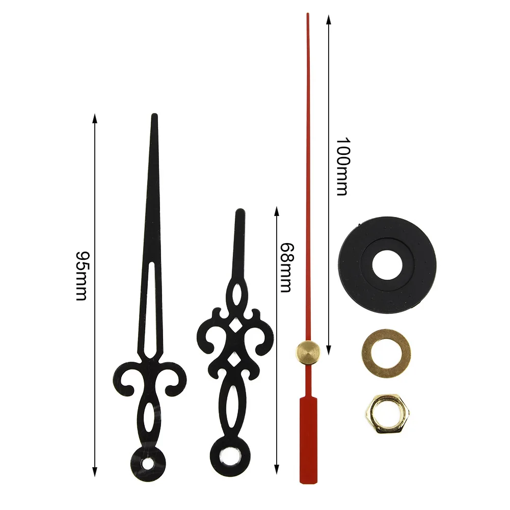 Pièces de rechange de mouvement d'horloge murale à quartz, pendule en plastique, accessoires pour la maison, noir, 4 pièces par ensemble