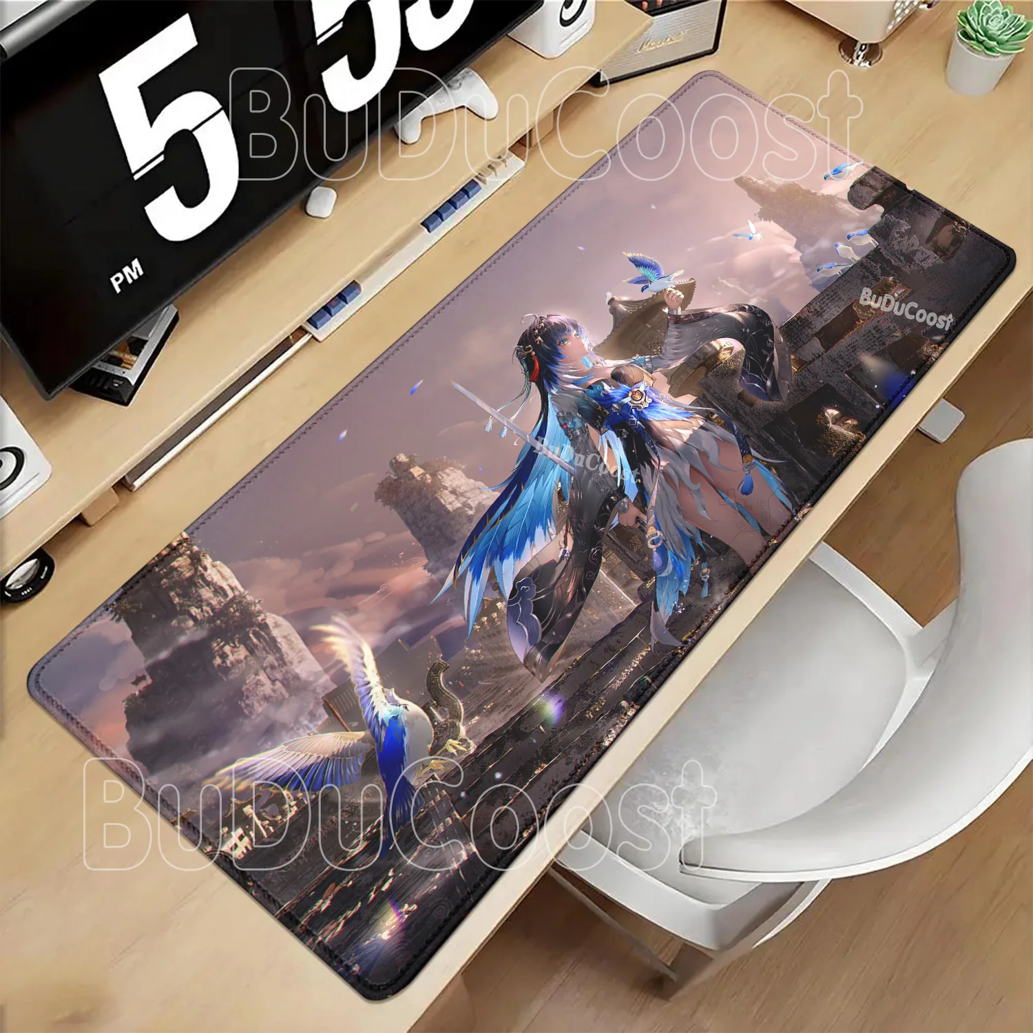 Yangyang Xuanling Wuthering Waves Mousepad PC HD Printing Office Gaming Non-slip Base Mouse Pad Anime Girl Keyboard XXL Desk Mat