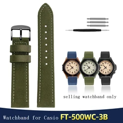 Waterproof canvas watchband for Casio Forester classic retro forest Men's FT-500WC-3B / 5B nylon strap 19mm wristband bracelets