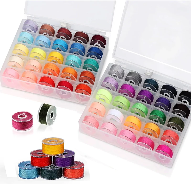 

25/36 Colors Set Bobbin Thread Polyester Thread Spools Sewing Machine Bobbins With Storage Box For Embroidery Sewing Accessories