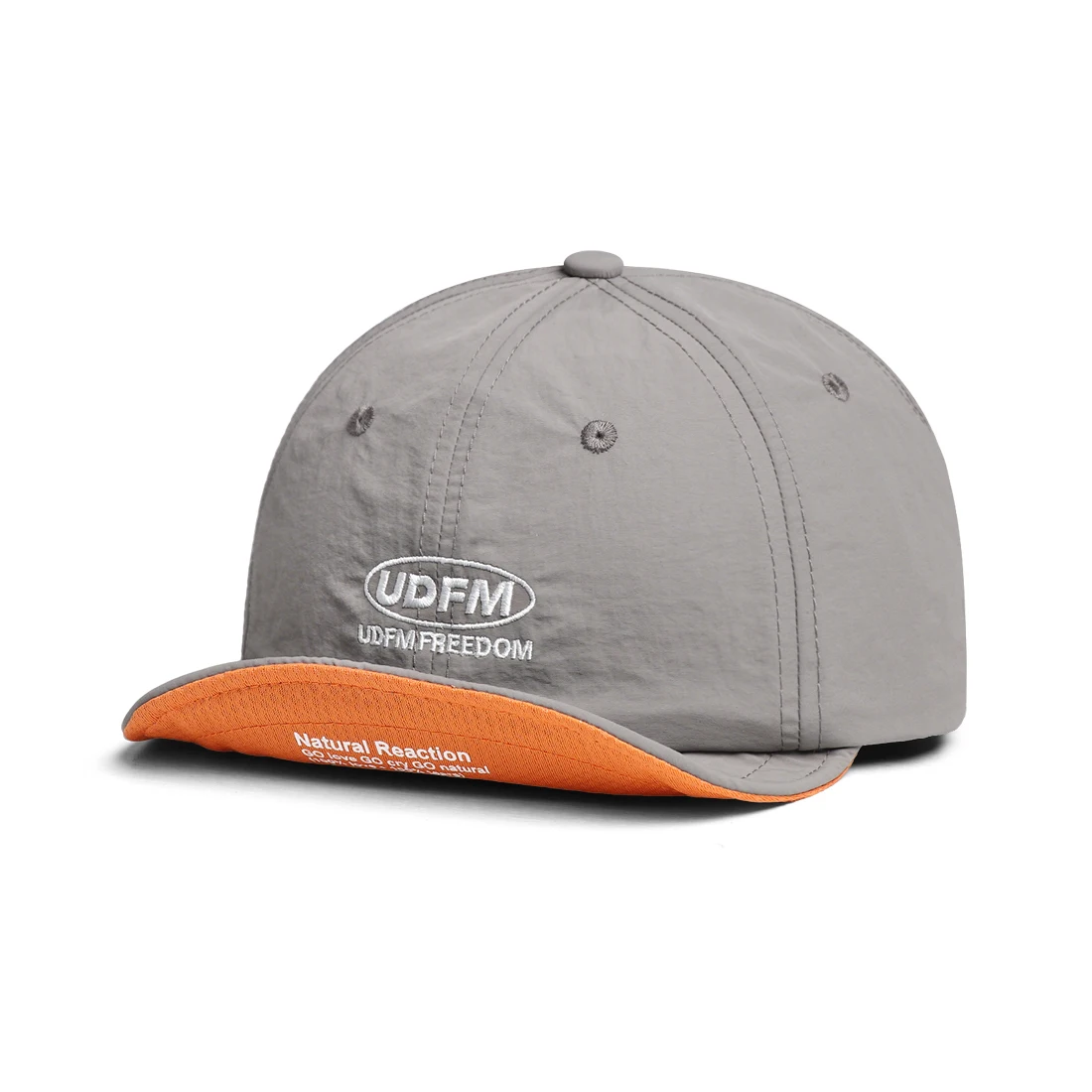 Elliptical embroidery UDFM brimmed hat with color-matched stripes, quick-drying baseball cap suitable for daily and outdoor use