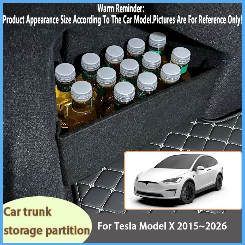 

For Tesla Model X 2015~2026 2025 Car Organizer Thickening Trunk Side Partition Trunk Interior Storage Box Parts