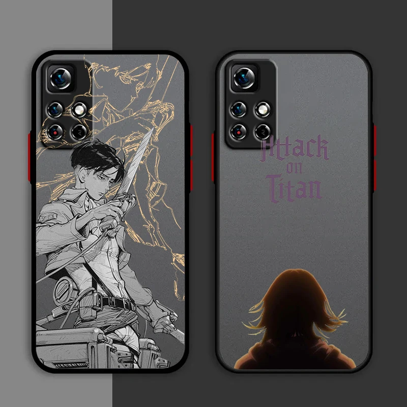 Attack On Titan Phone Case For Redmi Note 13 12 11 10 Pro Plus Pro S T 5G Matte Frosted Translucent Cover