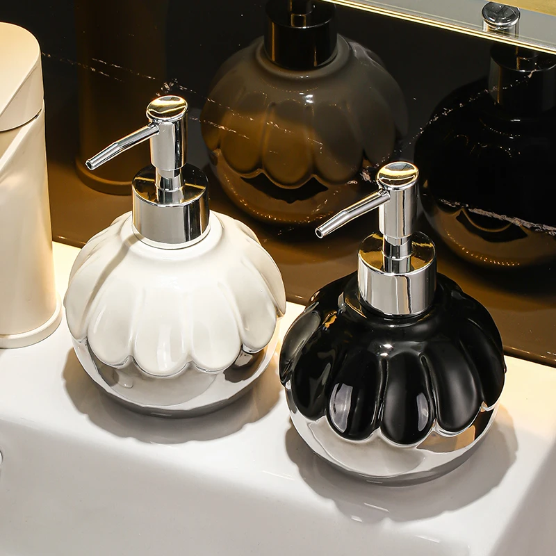Botella desinfectante de manos de cerámica de 350ml, botella de prensa de loción de gel de ducha para el hogar y el Hotel, dispensador de champú de jabon
