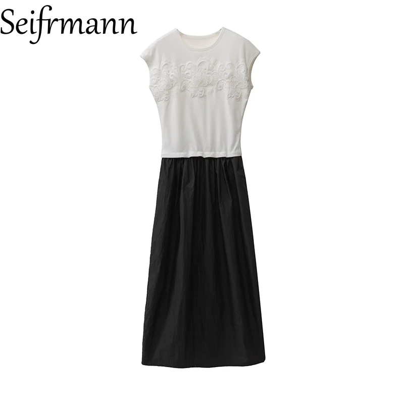 Seifrmann Front chest patch water soluble floral dress