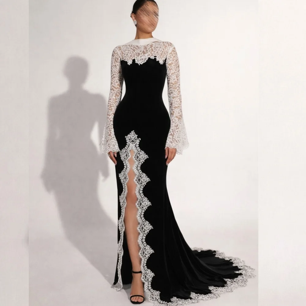 

Customized Temperament Evening Dress Lace O-Neck Mermaid Long Dresses Bespoke Occasion Elegant Party Gown High Quality