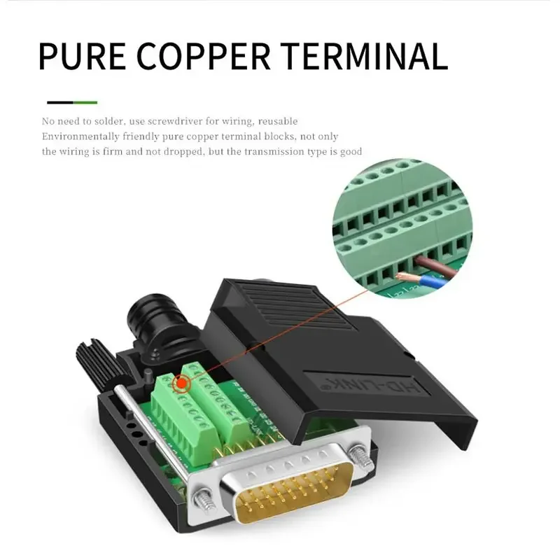 HDB26 Solder-free Connectors 26-pin 3 Rows Male Female Plug Industrial Grade DB 26 D-SUB Breakout Terminal Wiring Board Adapter