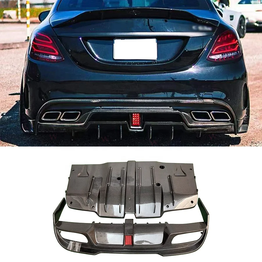 IMP Style Carbon Fiber Rear Bumper Lip For Mercedes Benz C Class W205 C63 Sedan 4 door Rear Diffuser Car Parts