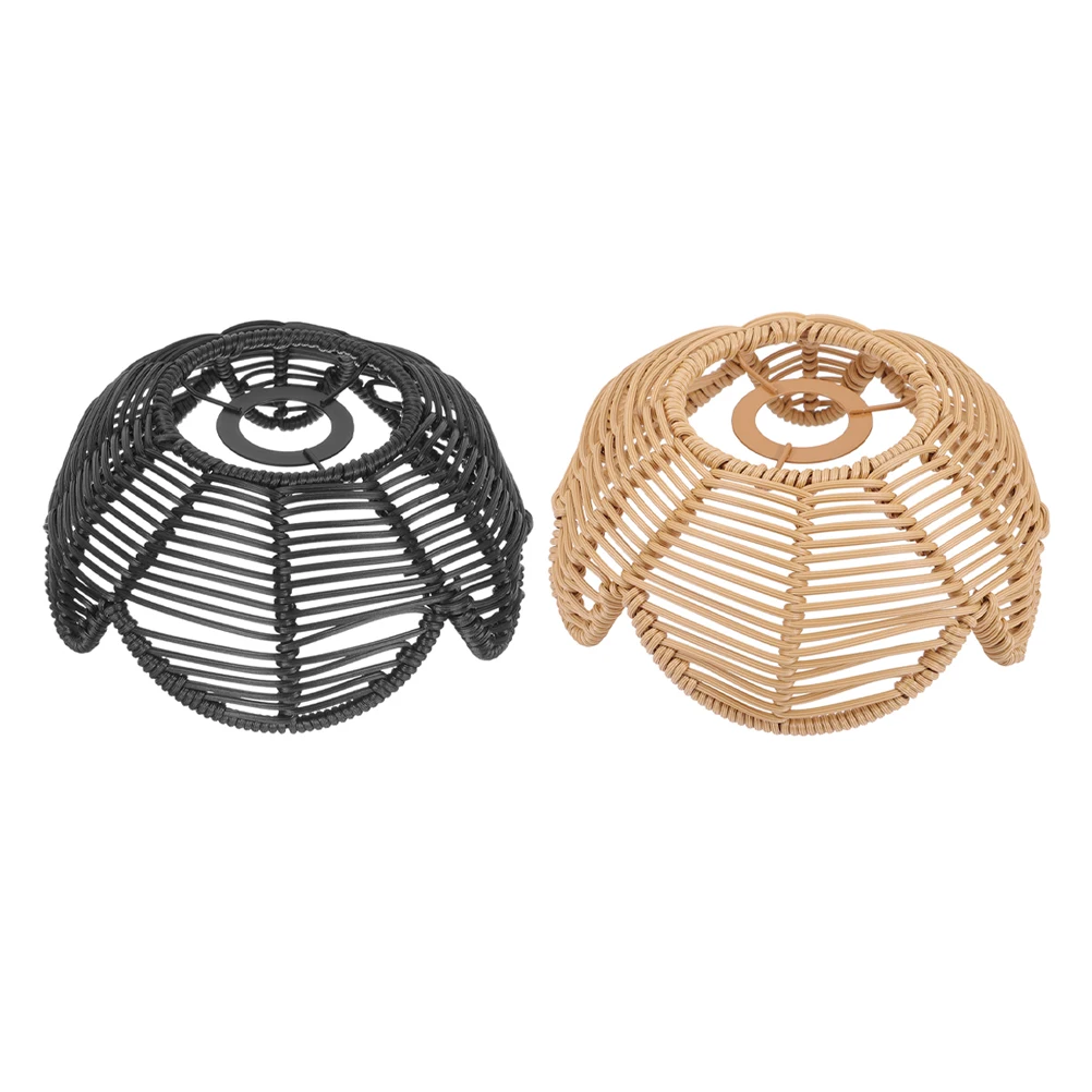 

2 Pcs Lotus Shaped Chandelier Shades Retro Woven Lamp Cover for Bedroom Living Room Kitchen Decorative Lighting