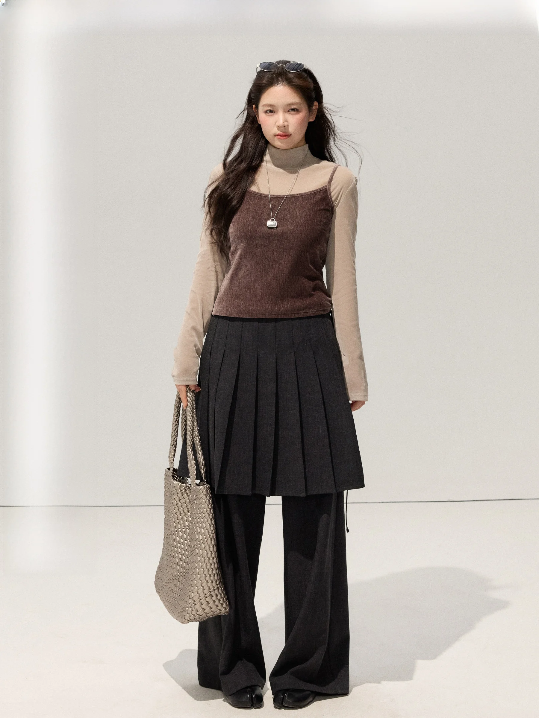 

JULULOOK Velvet Set plus Size Midi Skirt And Blouse Combo Comfortable Fit Long Sleeve Business Casual Fashion for plus Size W...