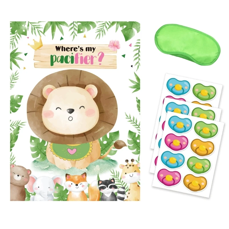 

Party Game Posters With Sticker For Kids Parties Interactive Pinning Game With Eye Mask For Kids Party Entertainment