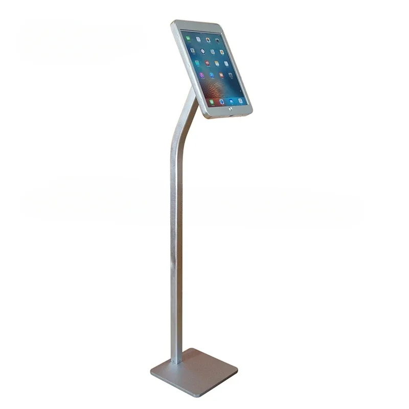 Silver Tablet Security Floor Stand Metal Ipad Display Holder Case Kiosk Anti Theft Housing Lockable