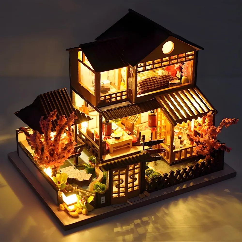 DIY Hut Hand-assembled Mini House Villa Model Living Room Toy Ornaments Creative Tanabata Birthday Gift