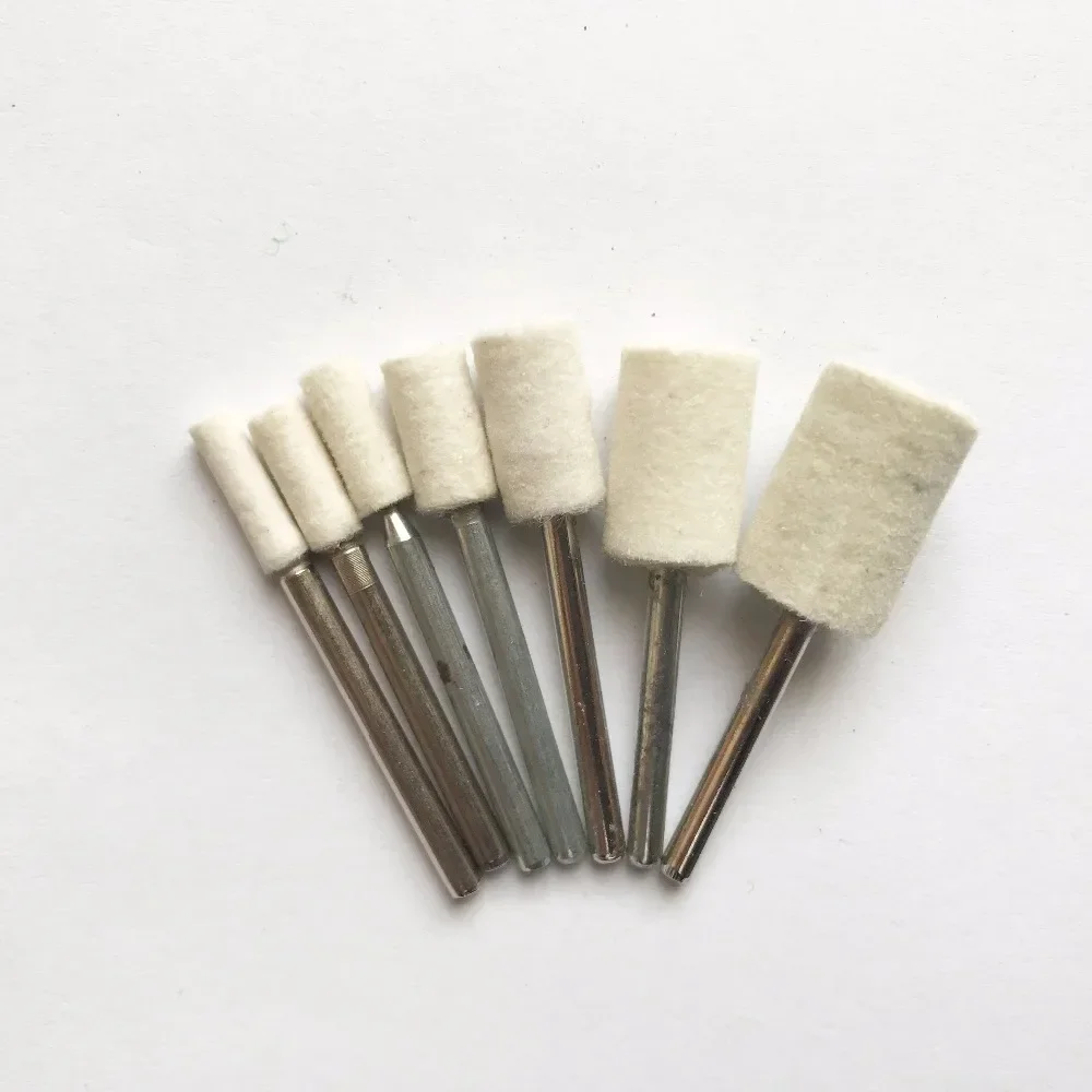 21pcs/pack Cylinder Shape Felt Wool Polishing Head Dremel Drills Die Grinder Rotary Tools