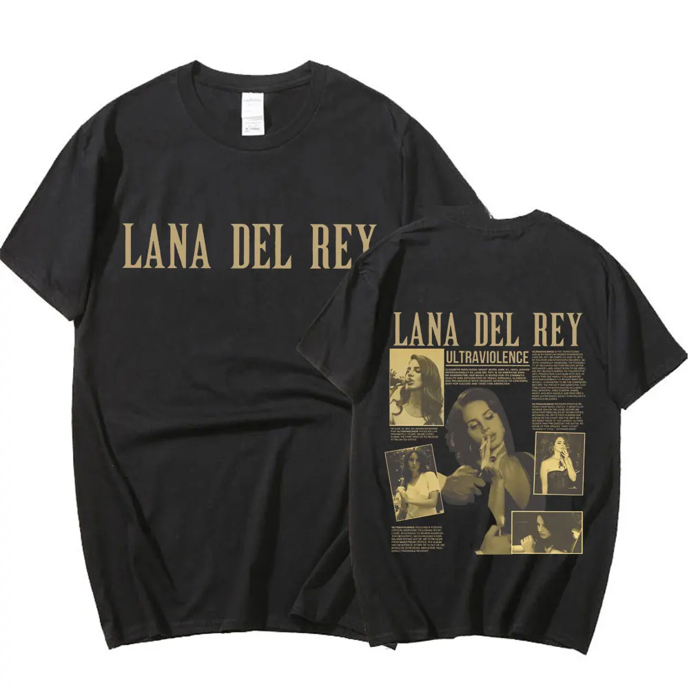 Singer Lana Del Rey T Shirts Ultraviolence Music Album T-shirt Men Women Aesthetic Fashion Short Sleeve T-shirts Tops Streetwear