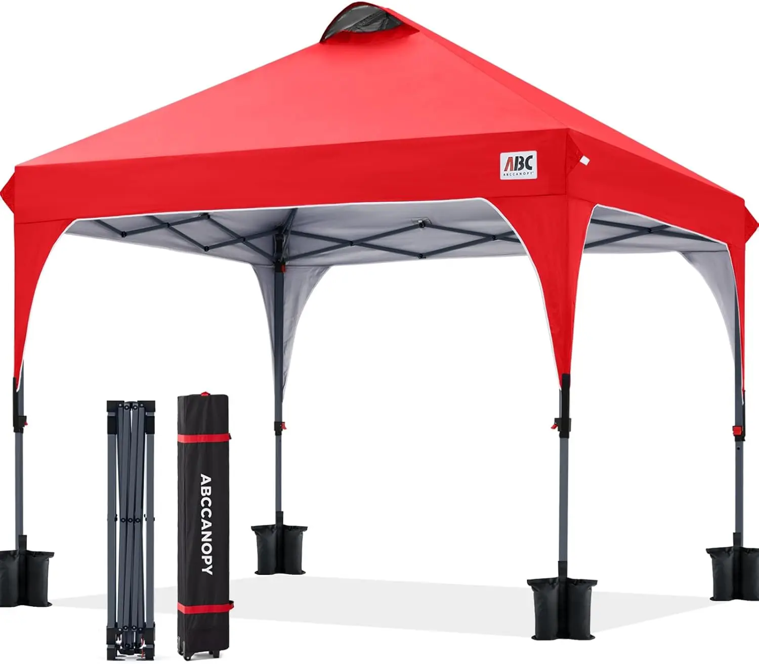 

Outdoor Pop up Canopy Tent, 8x8 Instant Portable Canopy for Camping, Beach, Backyard, Red