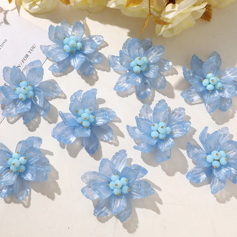 Shoe Clip Blue Glass Crystal Iris Flower 1 Piece Summer Ocean Vacation Versatile Lightweight DIY Accessory for Clogs Jelly