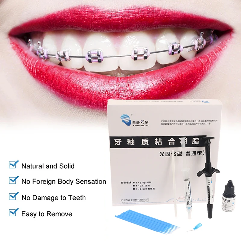 Dental Orthodontic Adhesive Kit Light Cure Glue Metal Ceramic Brackets Braces Invisible Bonding Dentistry Tools Dentist Material