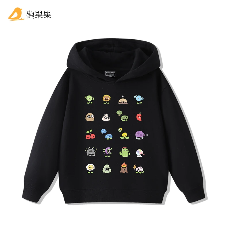 سترة بقلنسوة للأولاد والبنات على الموضة للشارع من Plants vs. Zombies بالإضافة إلى قمصان مخملية جديدة بأكمام طويلة للأطفال للخريف والشتاء