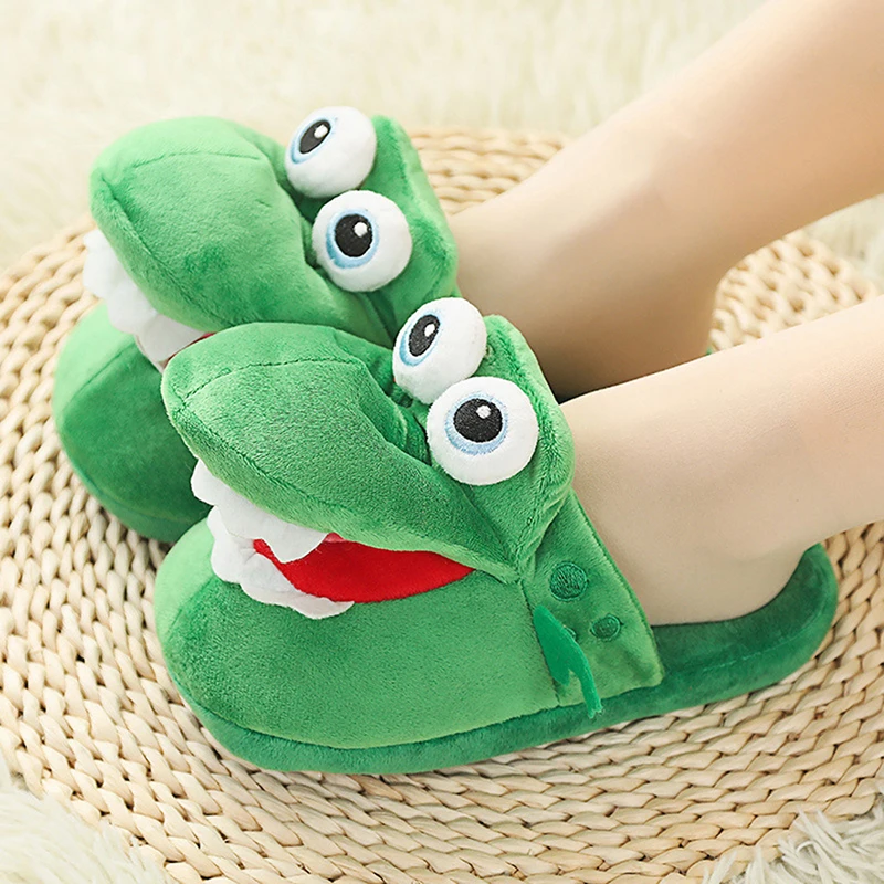 Cartoon Crocodile Cotton Slippers Moving Funny Walking with Open Mouth and Dancing Warm Comfortable Christmas Gift Kids Girl Boy