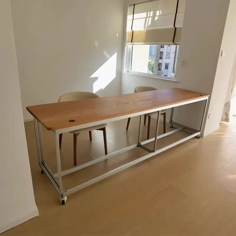

Simple aluminum profile ocean panel against the wall Long table Double desk Workbench Home study table Study room