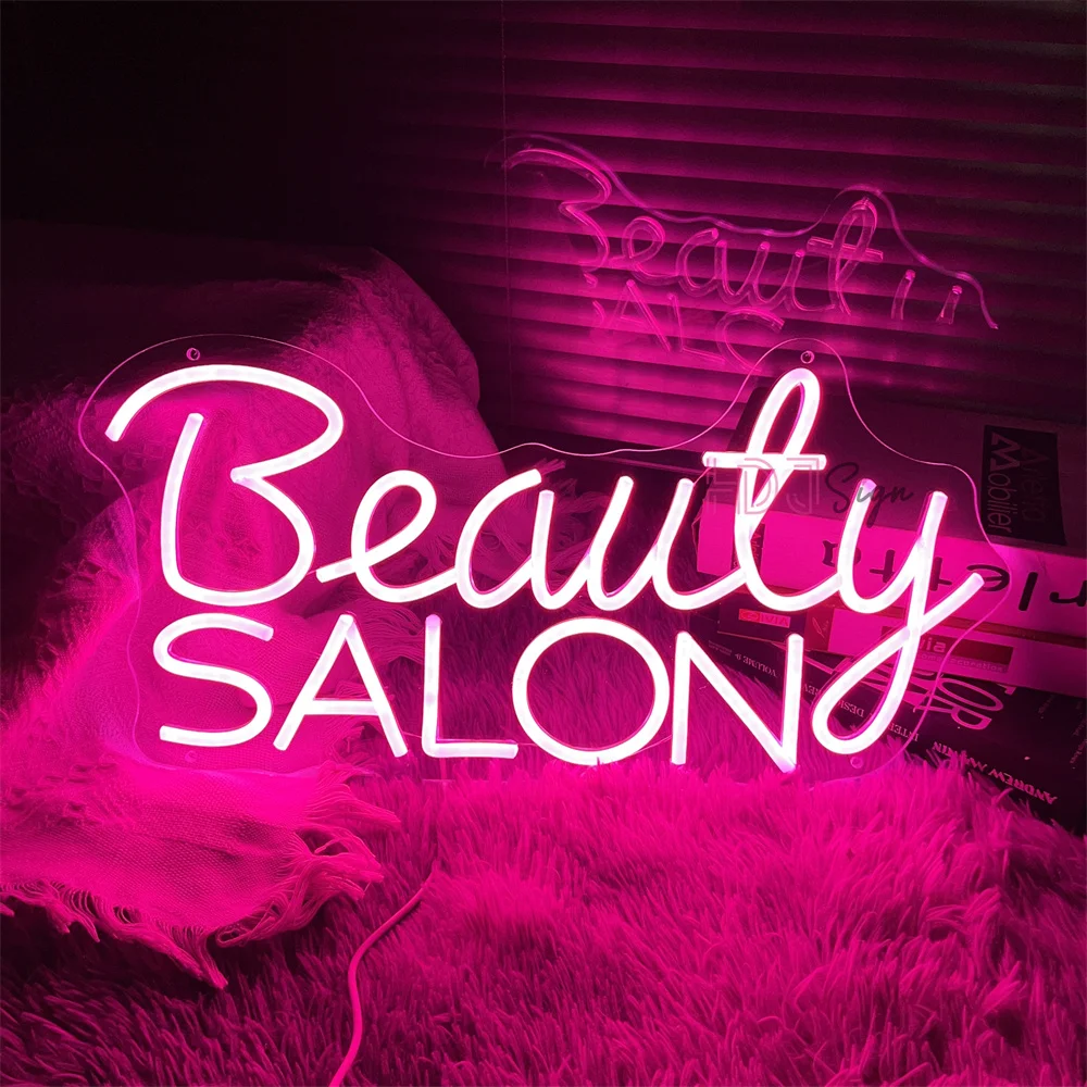 Salon Neon Light Sign USB Beauty Salon LED Neon Sign Nails Room Decoration Wall Hanging Neon Signboard Light Up Sign For Shop