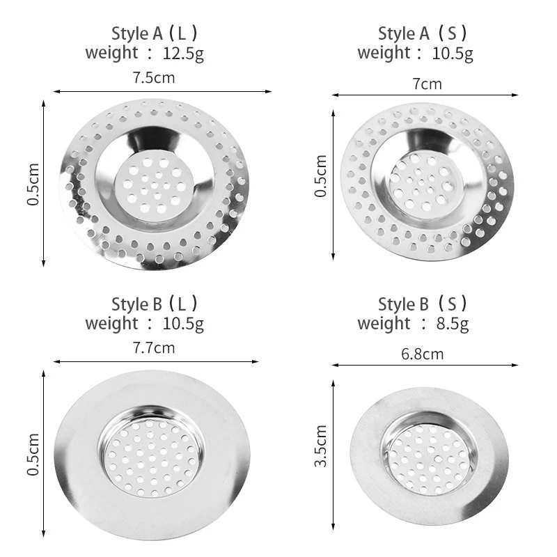 2-Piece Stainless Steel Sink Strainer & Floor Drain Set – 7.5cm Kitchen, Bathtub, and Shower Hair Catcher and Stopper