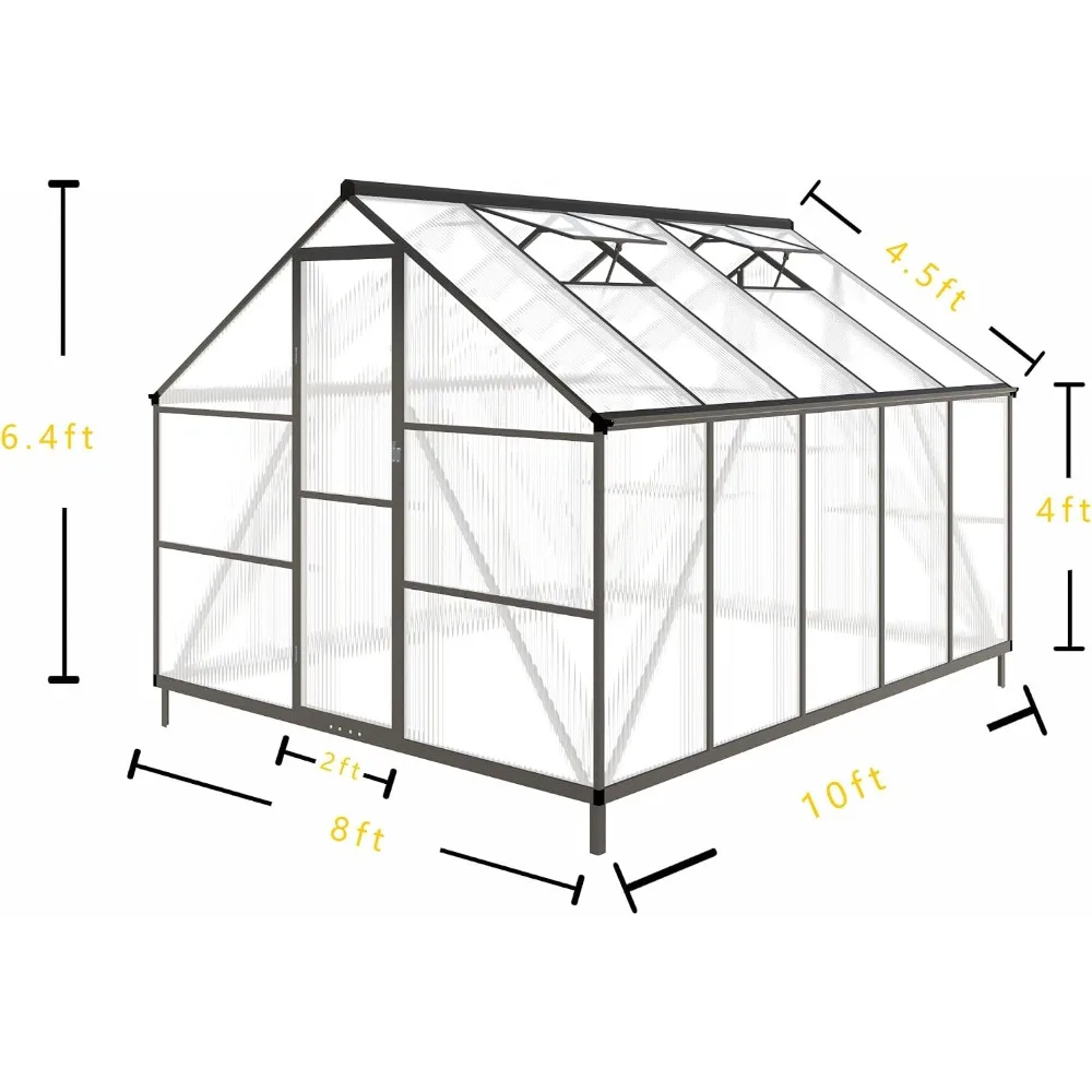 CQZY 8x10 FT Greenhouse for Outdoors,Green House for Outside,Dark Gray