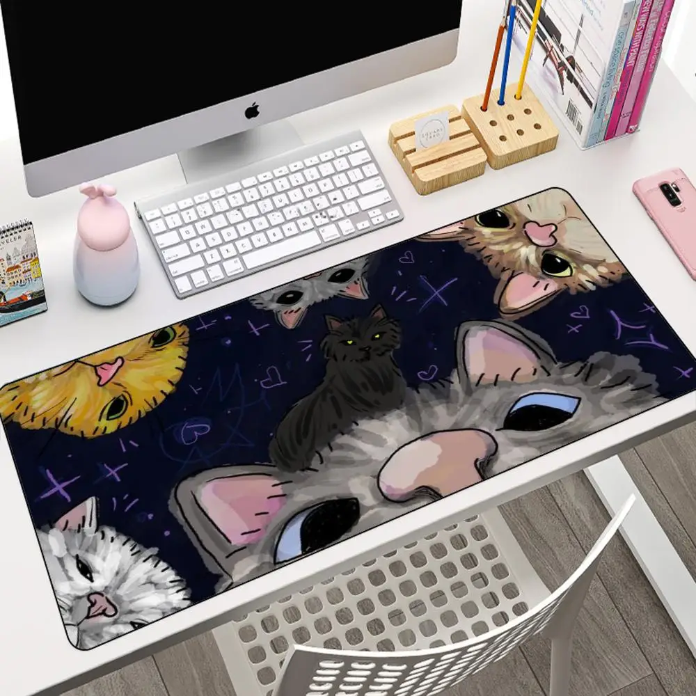 

Kawaii Black Cat Mouse Pad Mouse Pad Large Computer Office Table Mats XXL Anti-slip HD Gaming Keyboard Mousepads Long Desk Mat