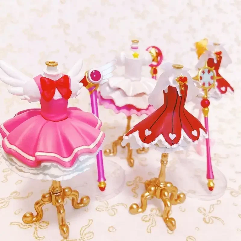 Bandai Genuine Gashapon 12cm Kinomoto Sakura Capsule 2 Dummy Hanger Dress Anime Action Figure Collection Ornament Models Toys