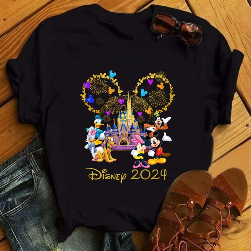 Disney Trip 2024 Fashion Women T-Shirt Funny Mickey Minnie Tshirts Female Disneyland Vacation Tees Tops