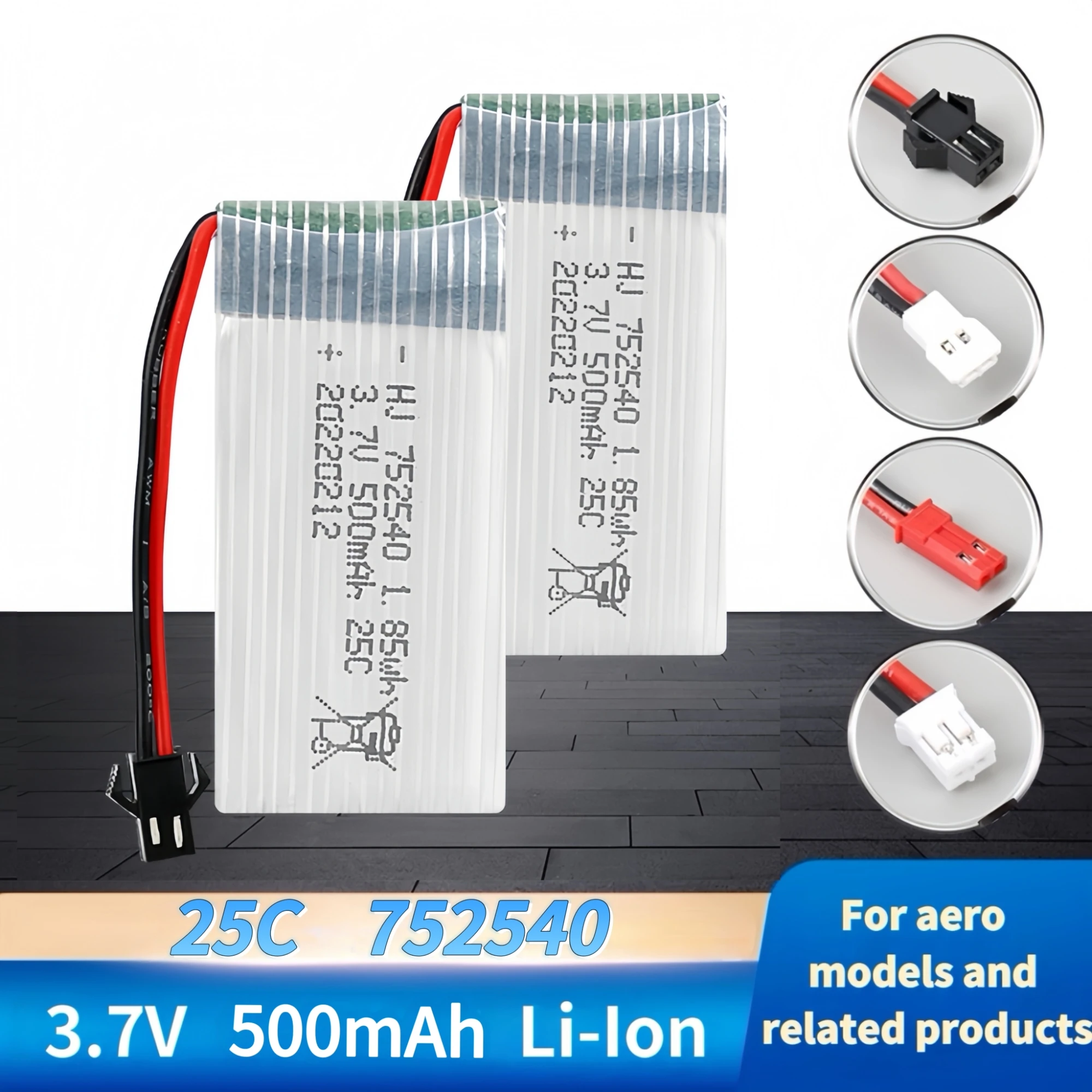 752540 Battery 3.7V 500mAh 25C Lipo Battery USB Charger For X5C M68 BabyStar 868 Aircraft ‌CX-30 H5C Quadrocopter RC Helicopters