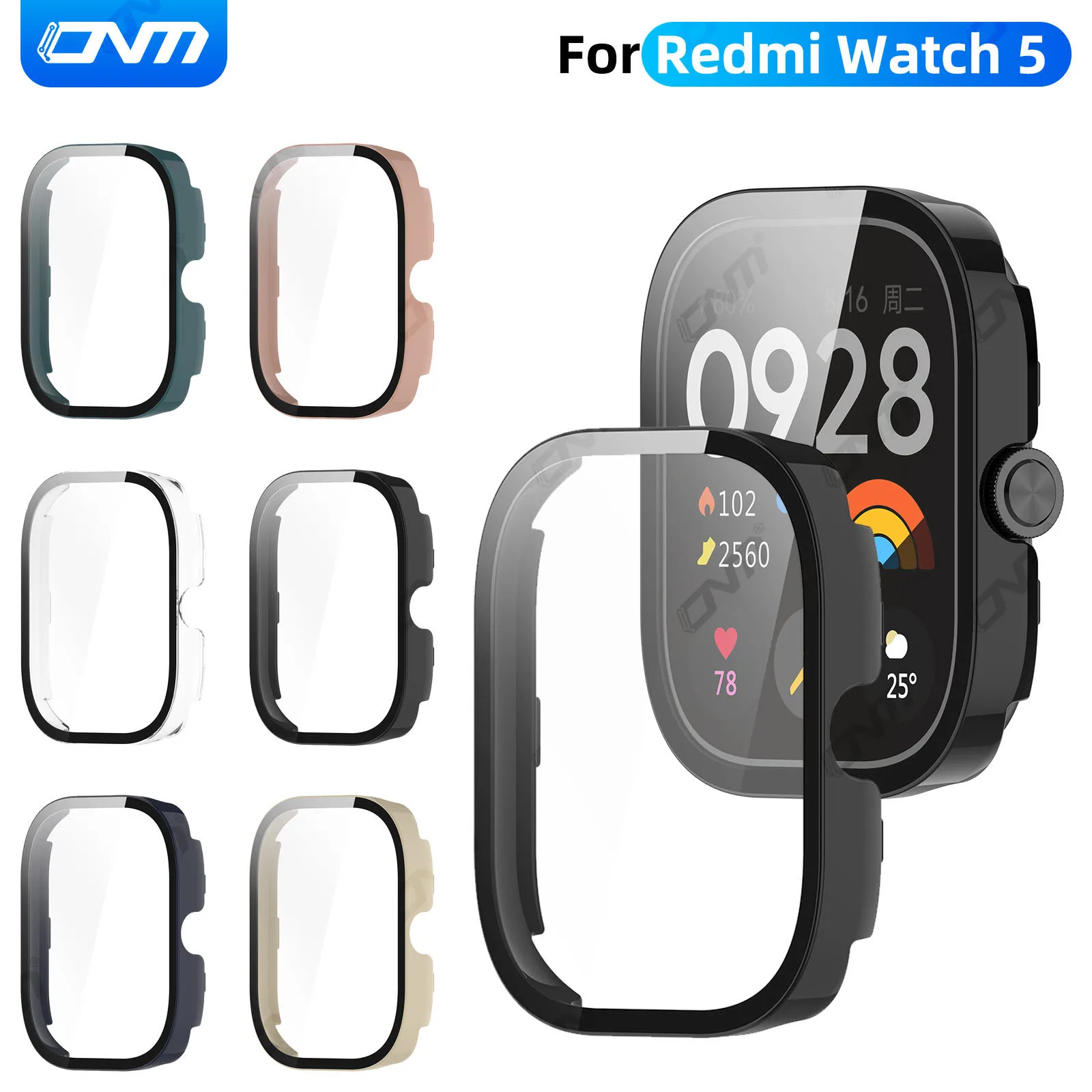 

Watch Case for Xiaomi Redmi Watch 5 Tempered Glass Screen Protector All-Around Hard PC Protective Bumper Cover Accessories