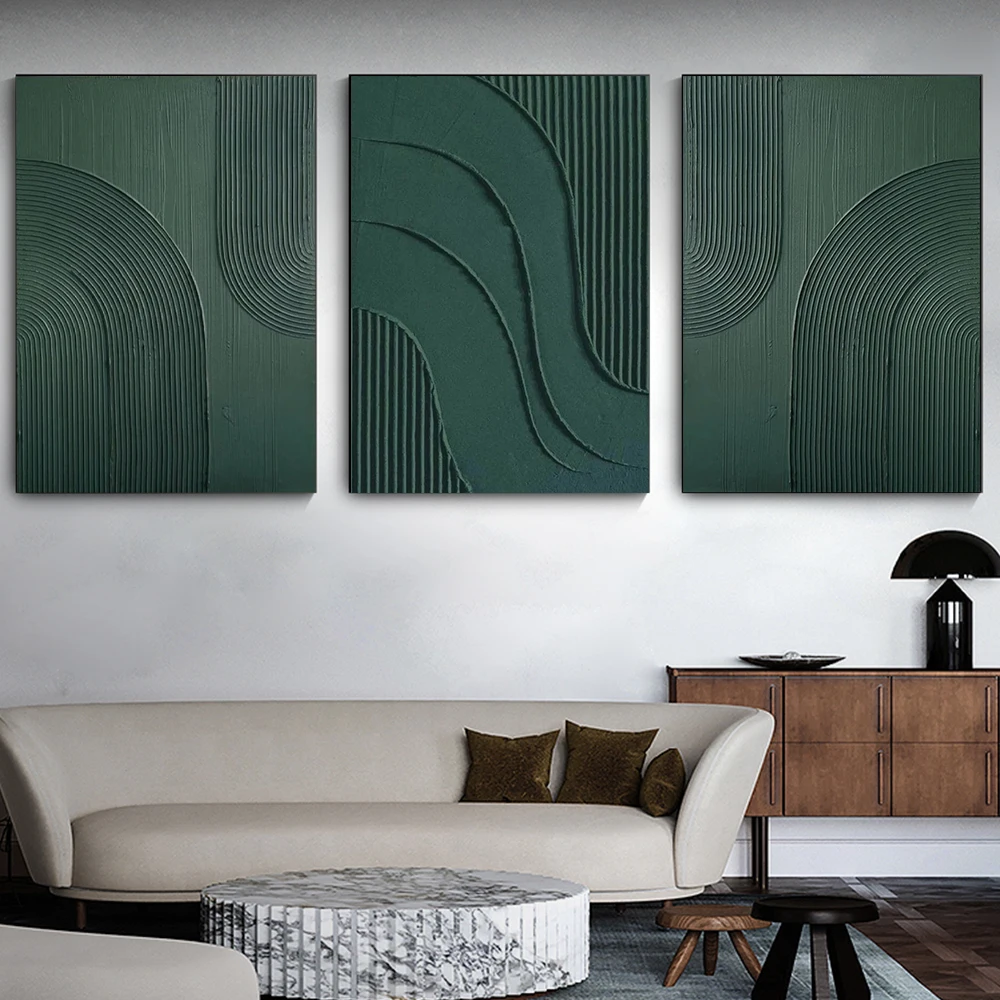 (No frame)Dark Green Texture Wall Art Abstract Canvas Painting Minimalism Poster Print For Office Bedreoom Living Room Home D