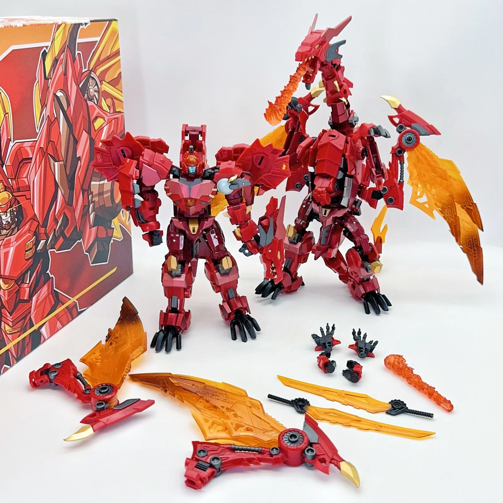 IN STOCK JINBAO 8871 Flame Red Dragon Transformation Toys Blue Ice Dinosaur Beast Wars Action Figure Robot toy Gift