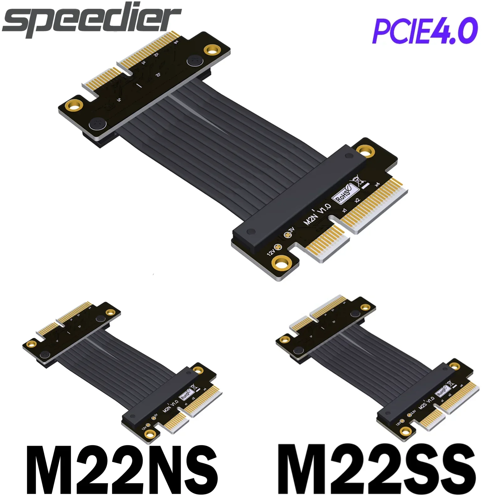 New PCI Express 4.0 x4 to 4x Male Gold-Finger Connector Riser Cable TX-RX PCI-E Signal Docking 64Gbps High Speed Transfer Jumper