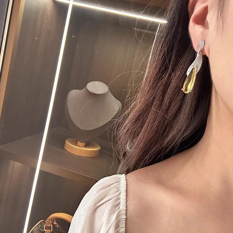 Zircon Leaf Light Luxury Temperament Fashion Earrings