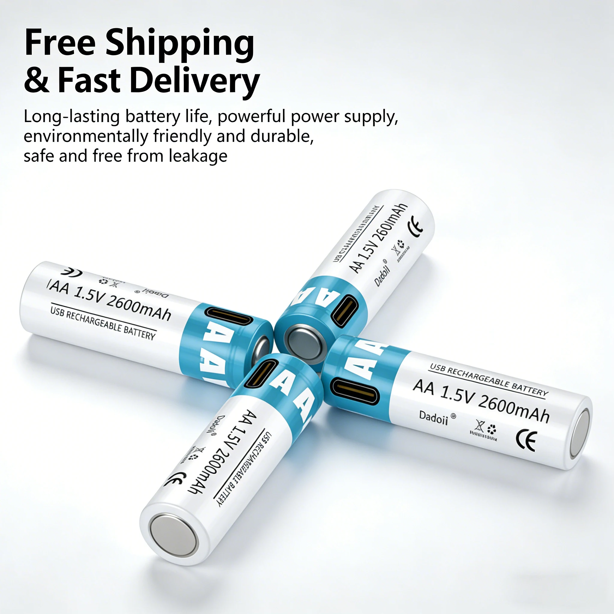 

Constant 1.5V AA Li-ion Battery 2600mAh Rechargeable Lithium Battery with Type C Cable for Flashlight Shaver RC Car